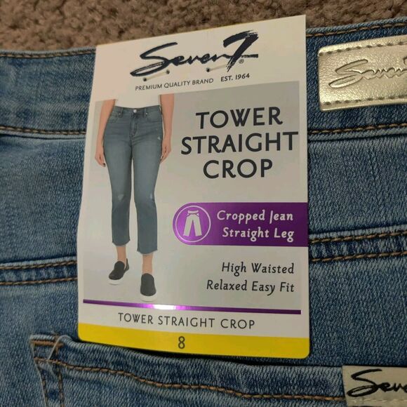 NWT Seven 7 Cropped Jeans Women's Size 8 Tower Straight High Waist Denim Pants - Picture 6 of 7